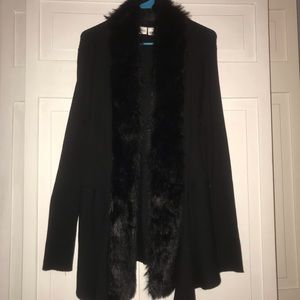 Cato Black Faux Fur Trimmed Cardigan🖤